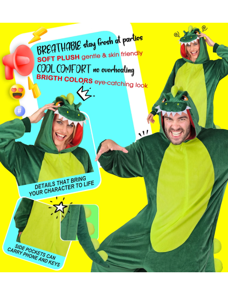 Combinaison pyjama dinosaure vert – Onesie kigurumi dragon mixte adult