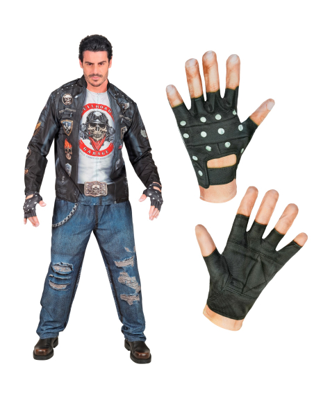 Déguisement motard adulte facile à enfiler – Veste, pantalon et gants
