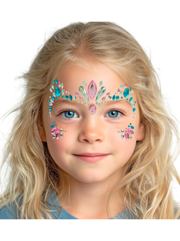 Bijoux de visage licorne enfant – Strass autocollants multicolores