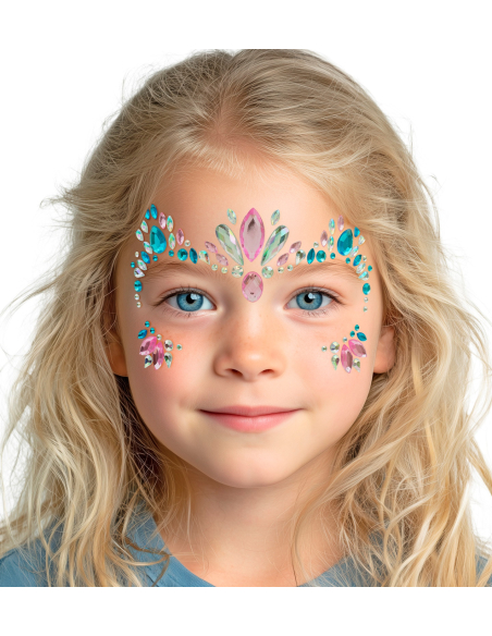Bijoux de visage licorne enfant – Strass autocollants multicolores