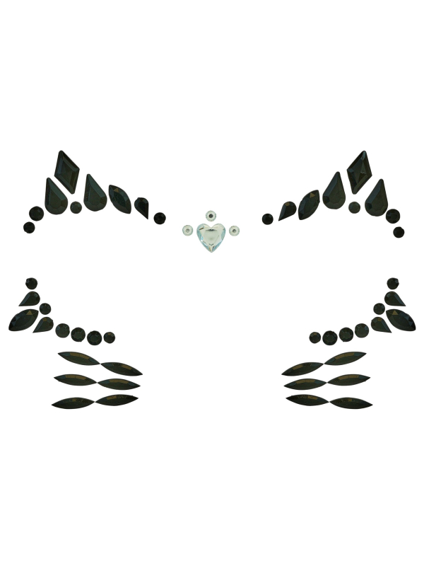 Bijoux de visage chat mignon enfant – Strass noirs autocollants