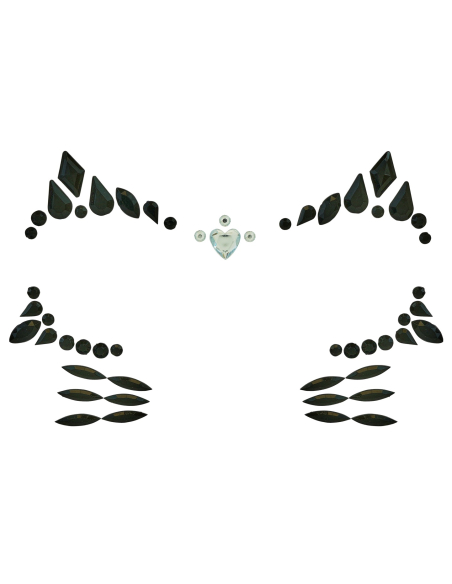 Bijoux de visage chat mignon enfant – Strass noirs autocollants
