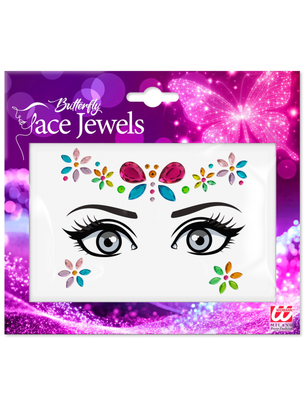 Bijoux de visage papillon enfant – Strass autocollants multicolores