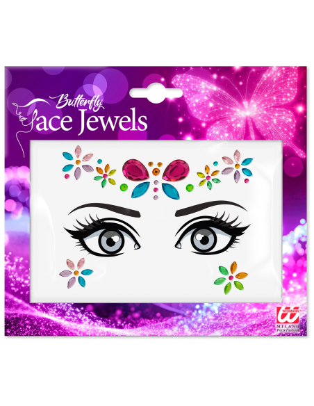 Bijoux de visage papillon enfant – Strass autocollants multicolores