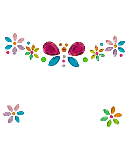 Bijoux de visage papillon enfant – Strass autocollants multicolores