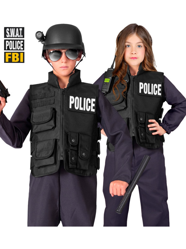 Déguisement policier enfant – Gilet tactique SWAT FBI avec patchs