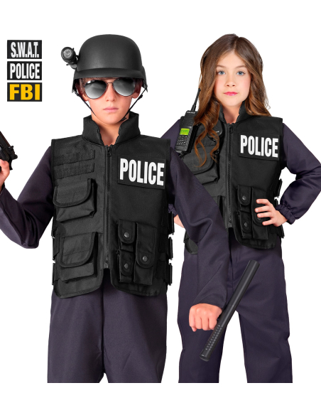 Déguisement policier enfant – Gilet tactique SWAT FBI avec patchs