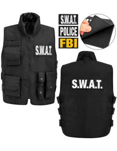 Déguisement policier enfant – Gilet tactique SWAT FBI avec patchs 2