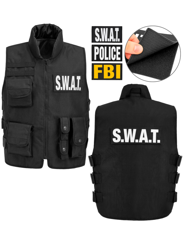 Déguisement policier enfant – Gilet tactique SWAT FBI avec patchs