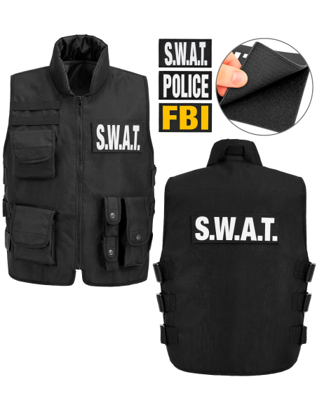 Déguisement policier enfant – Gilet tactique SWAT FBI avec patchs