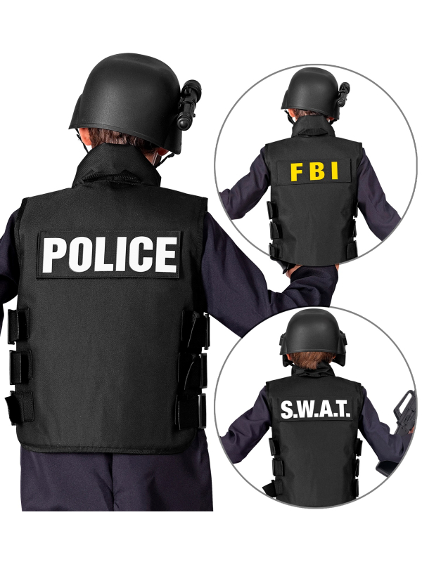 Déguisement policier enfant – Gilet tactique SWAT FBI avec patchs