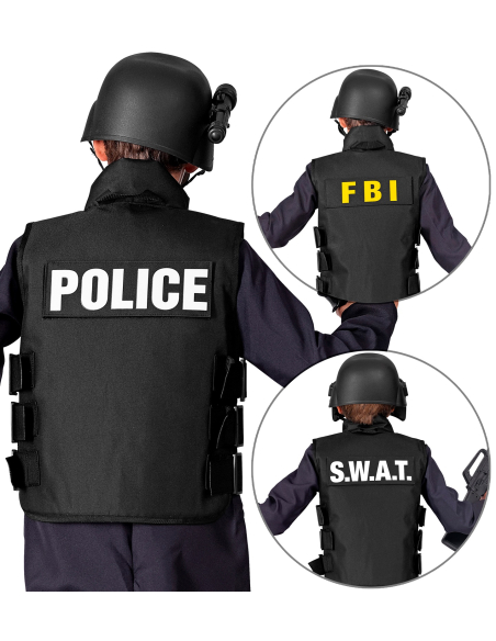 Déguisement policier enfant – Gilet tactique SWAT FBI avec patchs