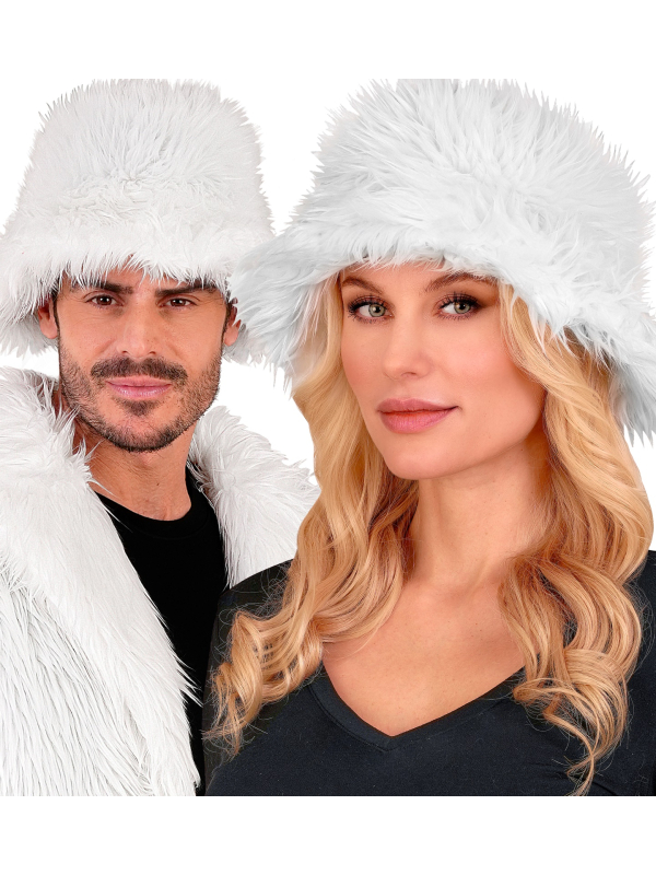 Bob en Fausse Fourrure Coloré – Chapeau Tendance Festival & Carnaval blanc