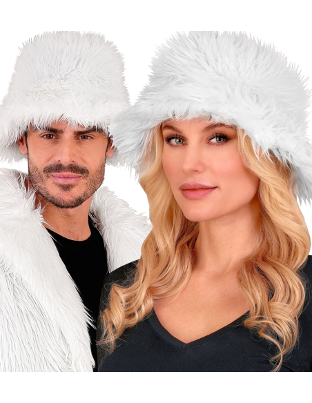 Bob en Fausse Fourrure Coloré – Chapeau Tendance Festival & Carnaval blanc