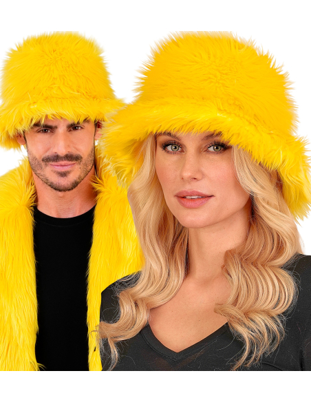 Bob en Fausse Fourrure Coloré – Chapeau Tendance Festival & Carnaval jaune