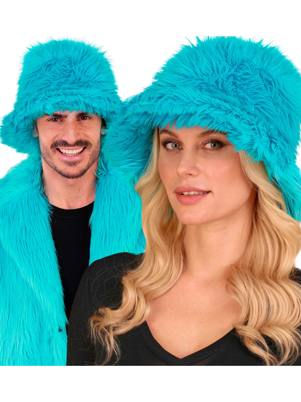 Bob en Fausse Fourrure Coloré – Chapeau Tendance Festival & Carnaval turquoise