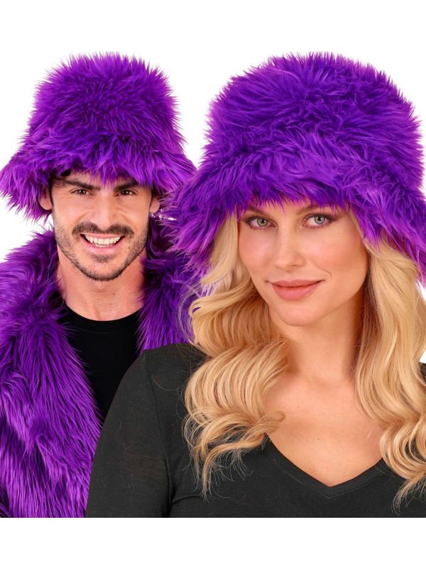Bob en Fausse Fourrure Coloré – Chapeau Tendance Festival & Carnaval violet