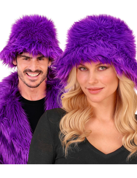Bob en Fausse Fourrure Coloré – Chapeau Tendance Festival & Carnaval violet