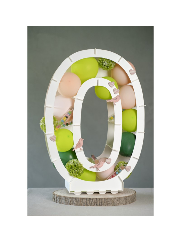 Structure chiffre à garnir en carton recyclable – Décoration anniversaire & vitrine- chiffre 0