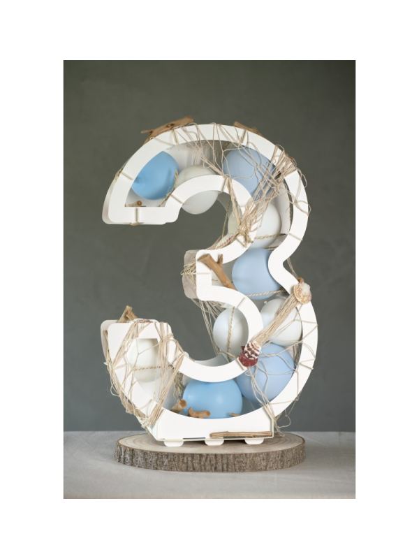 Structure chiffre à garnir en carton recyclable – Décoration anniversaire & vitrine- chiffre 3