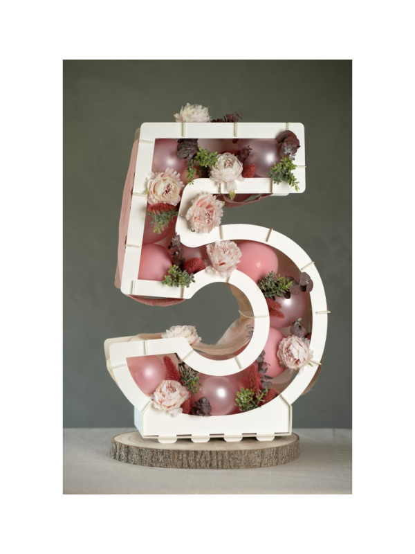 Structure chiffre à garnir en carton recyclable – Décoration anniversaire & vitrine- chiffre 5