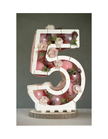 Structure chiffre à garnir en carton recyclable – Décoration anniversaire & vitrine- chiffre 5