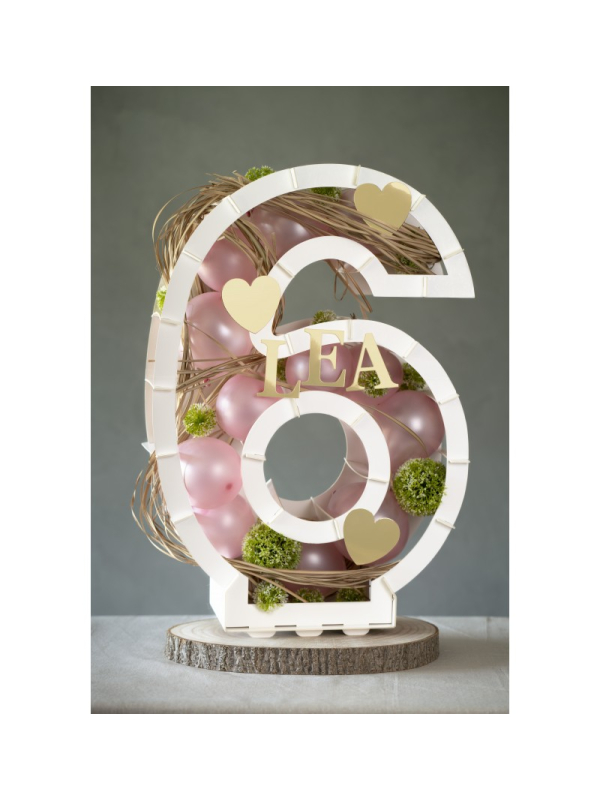Structure chiffre à garnir en carton recyclable – Décoration anniversaire & vitrine- chiffre 6