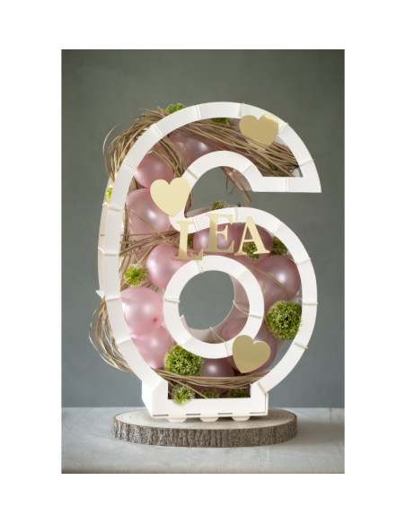 Structure chiffre à garnir en carton recyclable – Décoration anniversaire & vitrine- chiffre 6