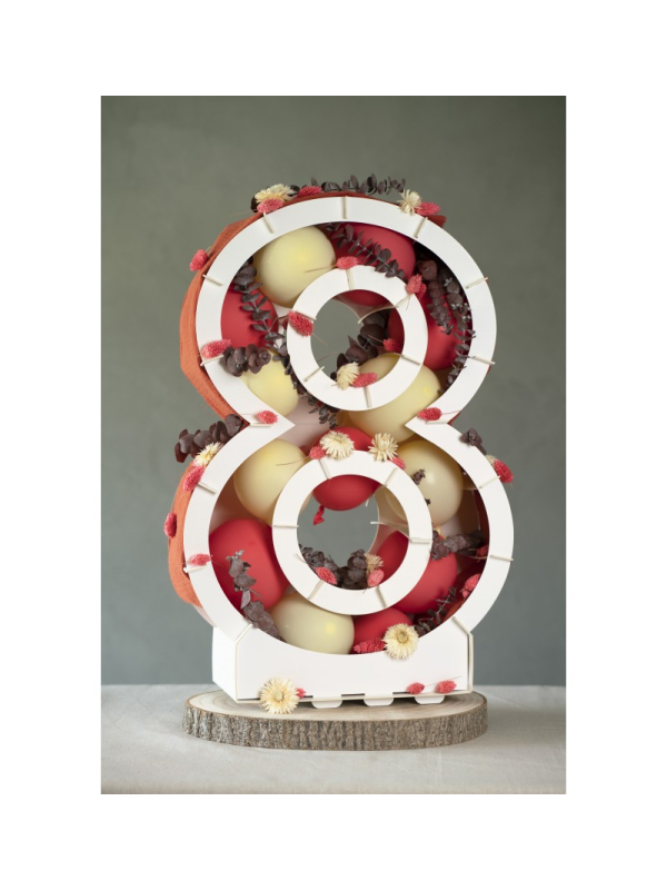 Structure chiffre à garnir en carton recyclable – Décoration anniversaire & vitrine- chiffre 8