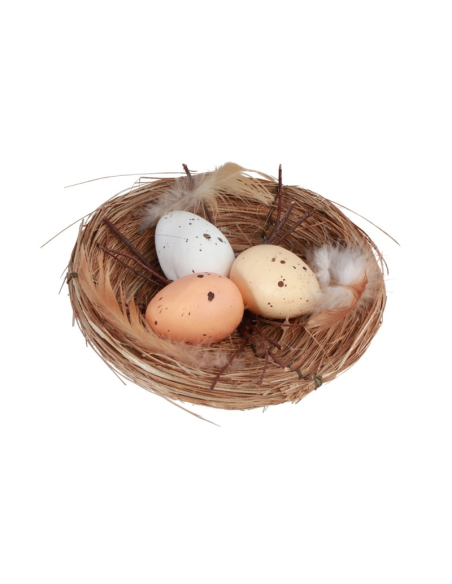 Panier décoratif avec œufs & branches – Esprit naturel Pâques