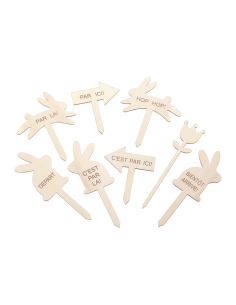 Kit jeu de piste Pâques en bois – 8 panneaux pour chasse aux œufs enfants