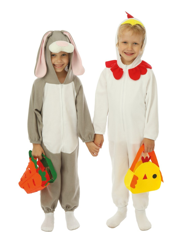 Déguisement de Lapin de Pâques Enfant avec Panier Carotte – Chasse aux Œufs Rigolote
