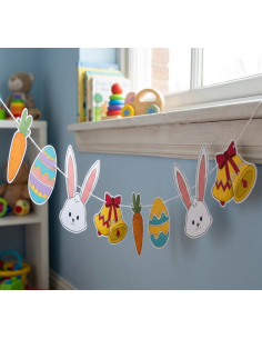 Guirlande de Pâques 3,60 m – Décoration Festive Lapin, Œufs & Carottes