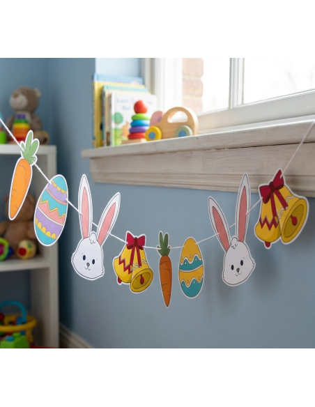 Guirlande de Pâques 3,60 m – Décoration Festive Lapin, Œufs & Carottes