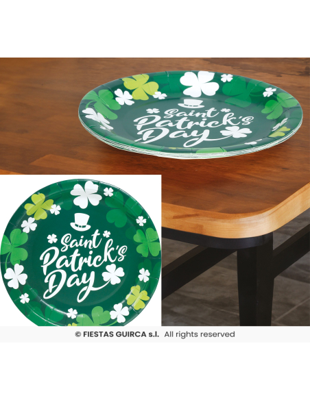 Sachet de 6 assiettes Saint-Patrick – 23 cm