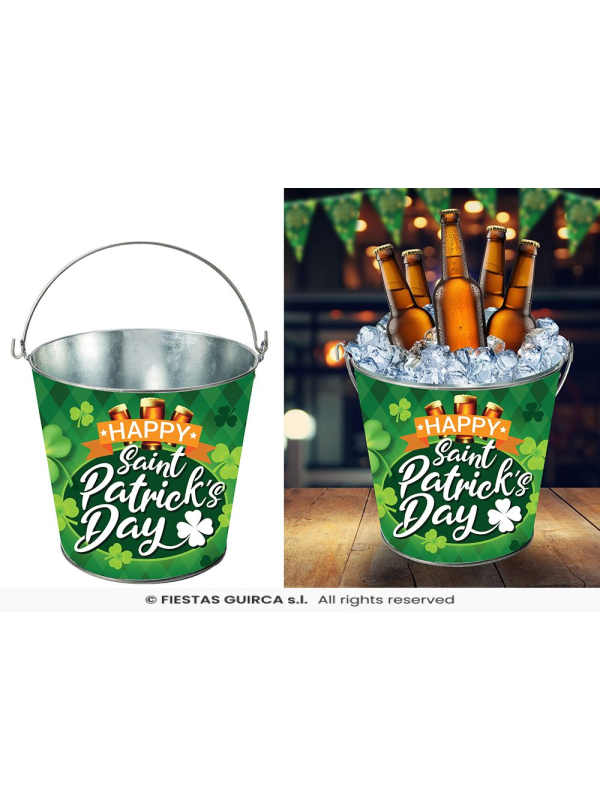Seau en métal Saint-Patrick – Seau à glaçons festif pour bar et pub (19 x 23 cm)