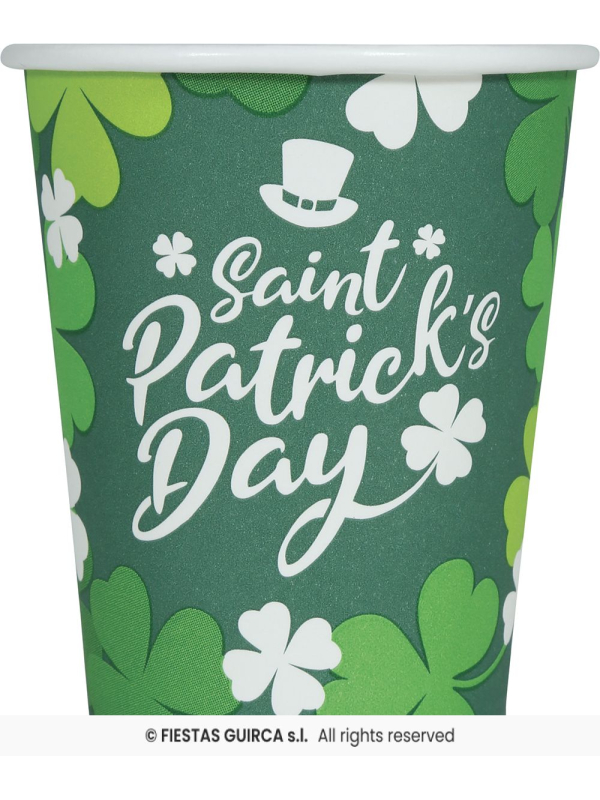 Gobelets Saint-Patrick 240 ml – Lot de 6 gobelets festifs pour bar et pub