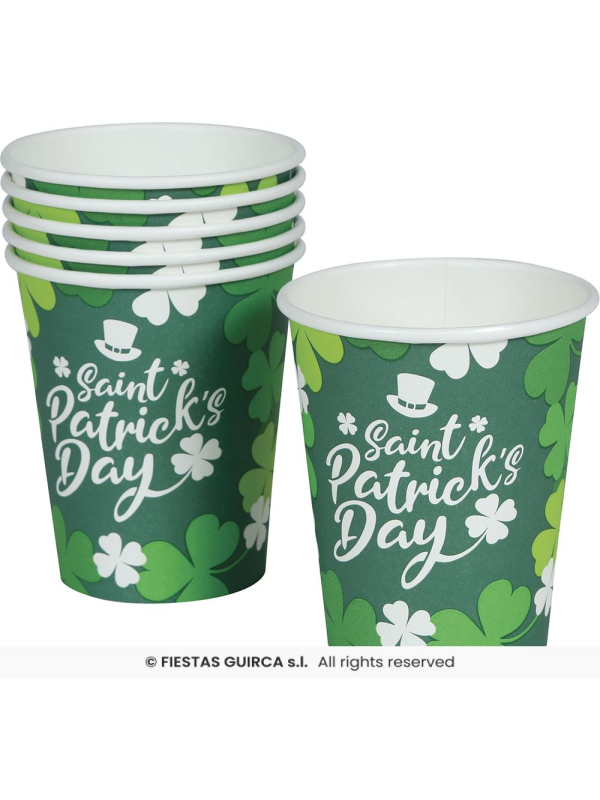 Gobelets Saint-Patrick 240 ml – Lot de 6 gobelets festifs pour bar et pub