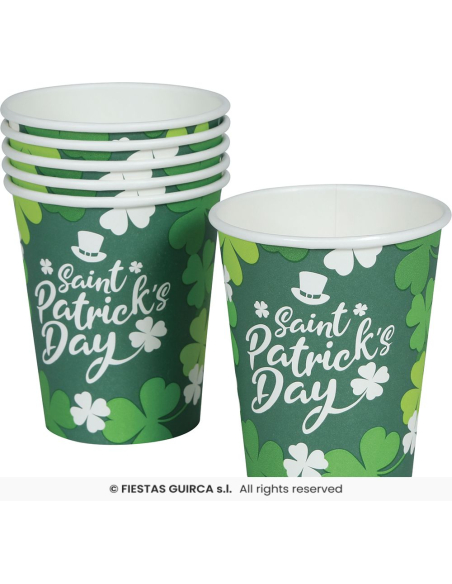Gobelets Saint-Patrick 240 ml – Lot de 6 gobelets festifs pour bar et pub
