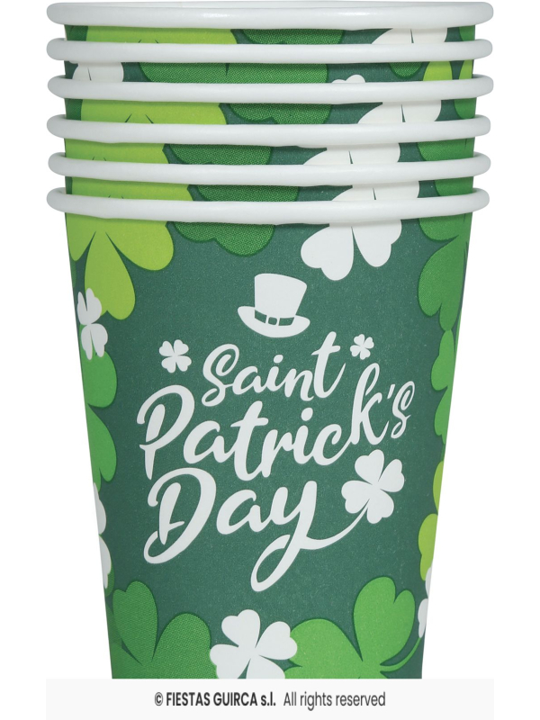 Gobelets Saint-Patrick 240 ml – Lot de 6 gobelets festifs pour bar et pub