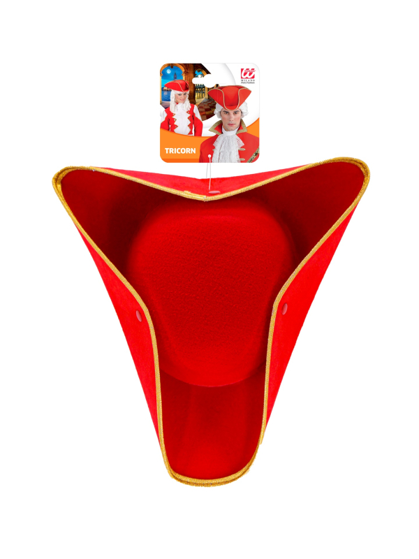 Tricorne Rouge Baroque en Feutre – Chapeau Historique XVIIIe Siècle Adulte