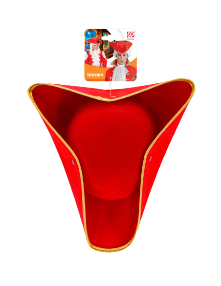 Tricorne Rouge Baroque en Feutre – Chapeau Historique XVIIIe Siècle Adulte