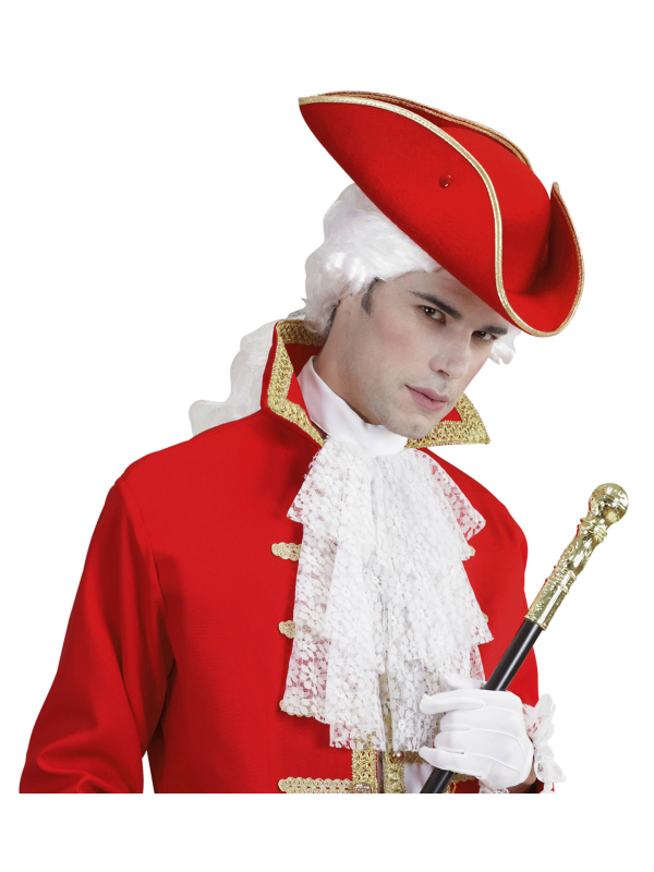Tricorne Rouge Baroque en Feutre – Chapeau Historique XVIIIe Siècle Adulte