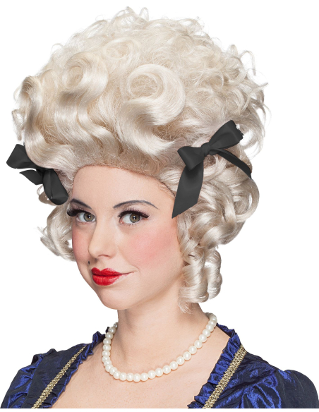 Perruque Baroque Blanche Haute Qualité – Marquise & Dame de la Cour XVIIIe