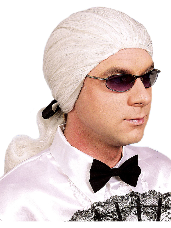 Perruque blanche homme avec tresse – Style créateur de mode iconique