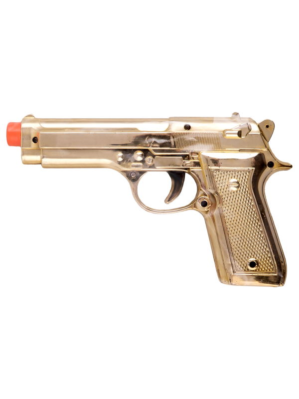 Pistolet factice doré – Accessoire déguisement adulte gangster & soirée années 20
