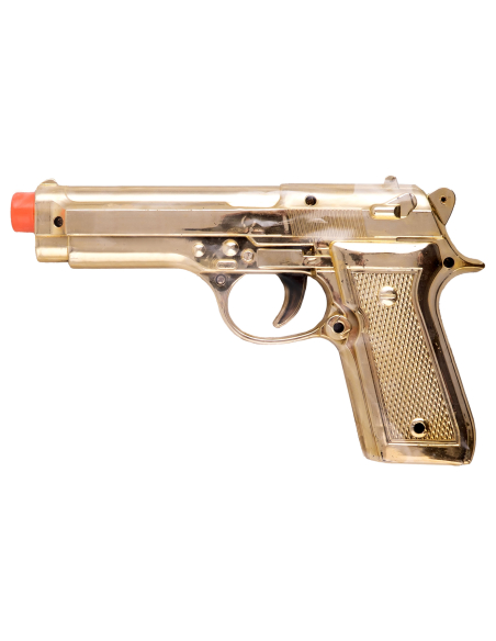 Pistolet factice doré – Accessoire déguisement adulte gangster & soirée années 20