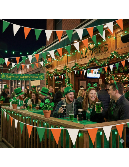 Guirlande drapeaux irlandais 7 mètres – Décoration Saint-Patrick pour bar & pub