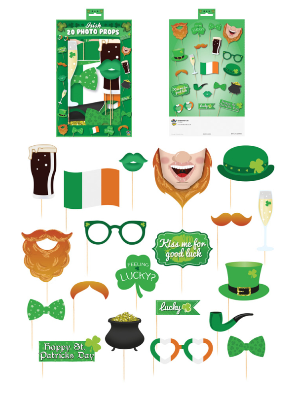 Accessoires photo Saint-Patrick – Lot de 20 pour photobooth