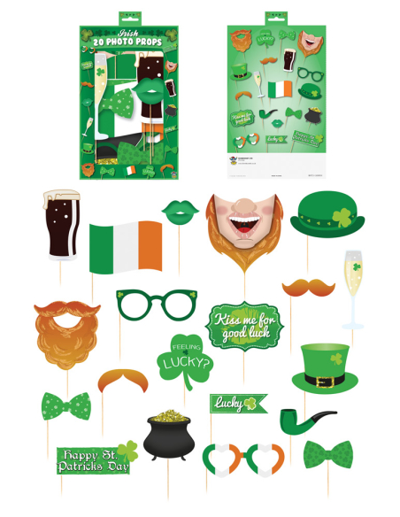Accessoires photo Saint-Patrick – Lot de 20 pour photobooth | Déguiz-Fêtes